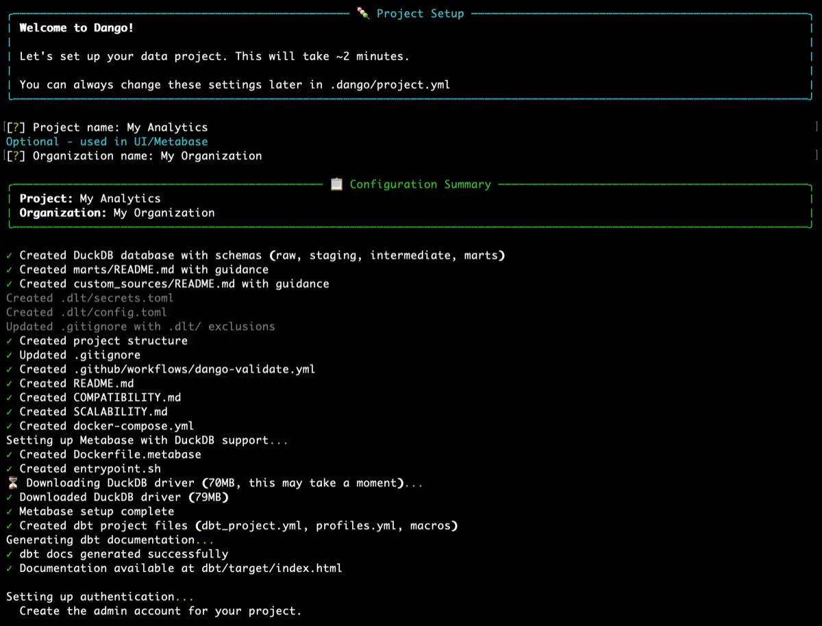 Dango CLI installation wizard